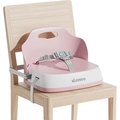 Asiento elevador, arnés de seguridad de 3 puntos, diseño lavable, rosa. (1/2)
