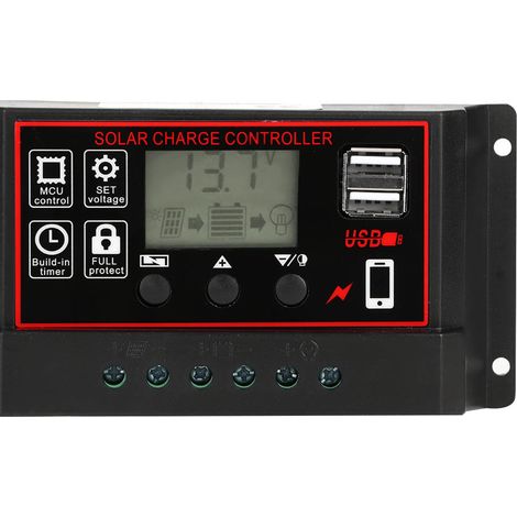 Regulateur Charge Solaire PWM Controleur Intelligent 60A LCD avec USB 5V pour Batteries 12V/24V (1/5)
