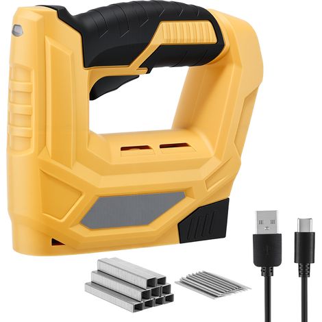 Agrafeuse électrique 2 en 1 Lithium-ion, kit de cloueuse sans fil 4.2 V avec clous d'agrafes, chargeur USB, agrafeuse électrique pour tissus d'ameublement, réparation de matériaux, menuiserie,