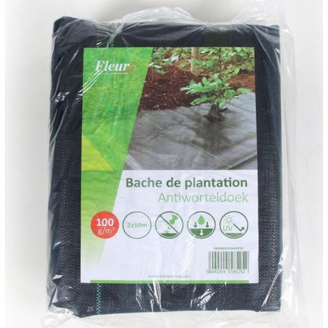 Bâche de plantation noire 2x10m 100g/m²