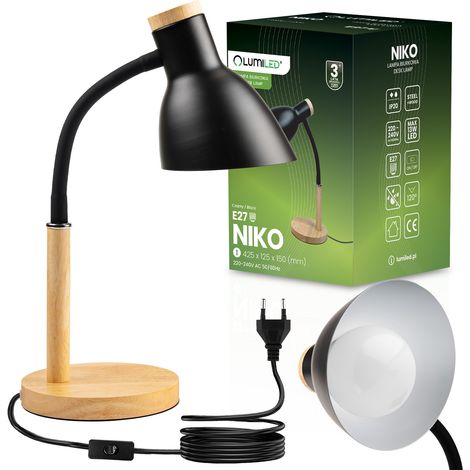 Schreibtischlampe für Schule, Zeichentisch, dekorativ, E27, NIKO, Schwarz, Lumiled (1/5)