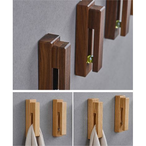 Porte-serviettes mural avec crochet en bois perforé pour cuisine et salle de bain (1/5)