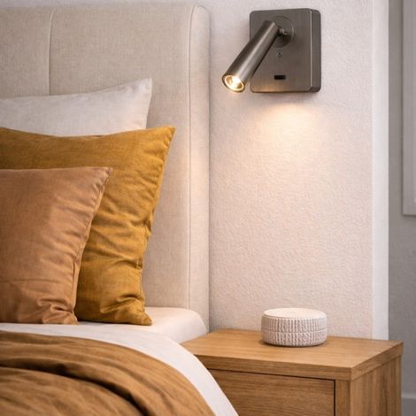 Applique Led tête de lit avec interrupteur nickel foncé Gapi (1/3)
