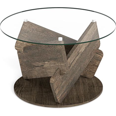 Runder Couchtisch aus Glas, 81 cm, Tischplatte aus gehärtetem Glas