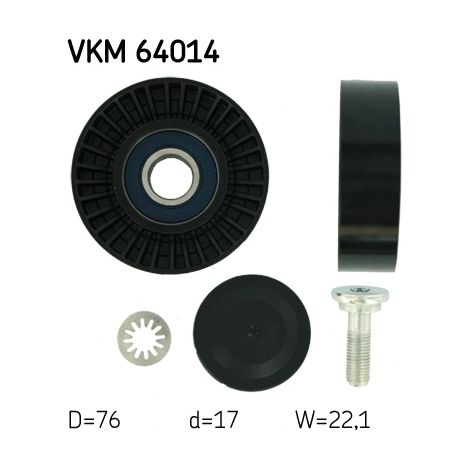 Poulie renvoi/transmission, courroie trapézoïdale à nervures SKF VKM 64014 KIA
