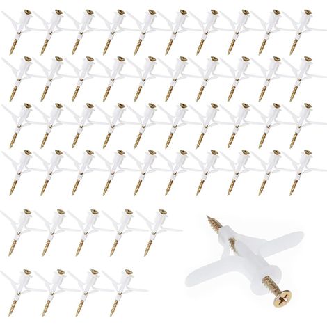 100 Pièces Cheville Placo, 50 Chevilles Placo et 50 Vis, Fixations Murales en Plâtre, Chevilles avec Vis pour Plaques de Plâtre, pour Fixations Murales Creuses Cloisons Sèches (1/5)