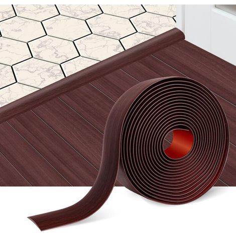 Bande de transition auto-adhésive pour parquet stratifié, 5 cm de large, séparateur plat, élégant motif grain de bois (1 mètre). (1/5)