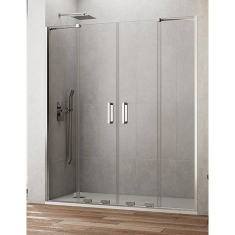 Porta doccia scorrevole 1+1 CIRENE (KENNA) 100 cm Profilo Nero Barra Parallela