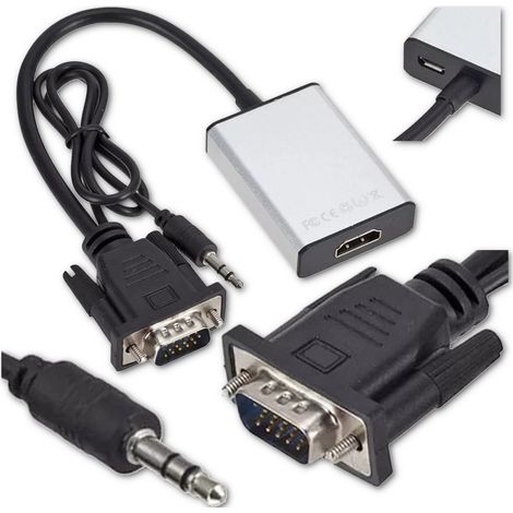 Convertisseur d'image VGA + prise jack 3,5 mm vers câble adaptateur HDMI (1/5)
