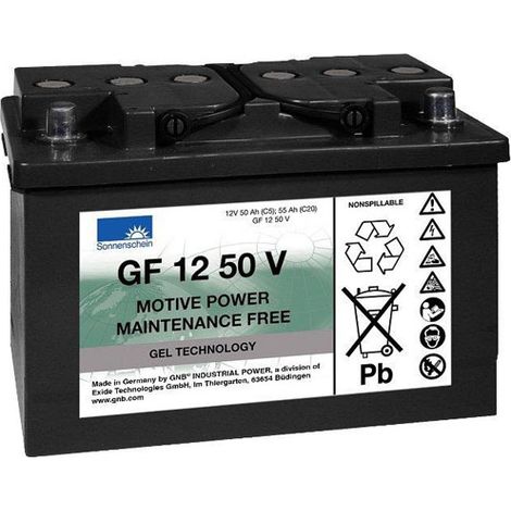 Batterie gel 12V 55Ah – Technologie GEL – Alimentation stable pour applications exigeantes – Dimensions 278x175x190mm – Sonnenschein - GF12050V (1/2)