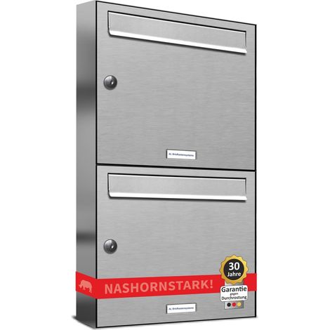 2er Edelstahl Briefkasten Anlage 2 Fach Wandbriefkasten Postkasten (1/5)