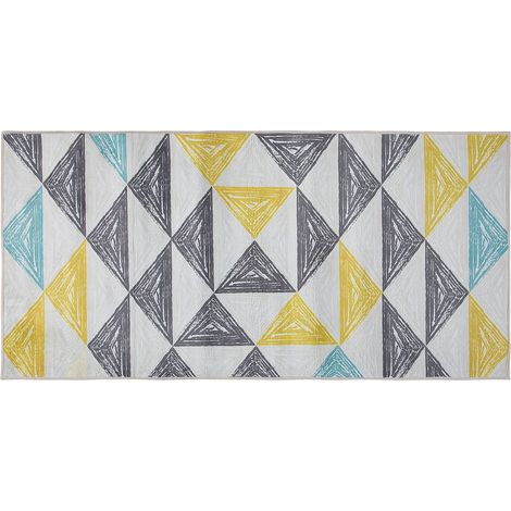 Alfombra con patrón geométrico gris y amarillo 80 x 150 cm de pelo corto Kalen (1/5)