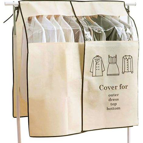 Kleiderstangenschutz 120 x 120 cm Beige Staubschutzhülle Universelle Kleiderstangenabdeckung