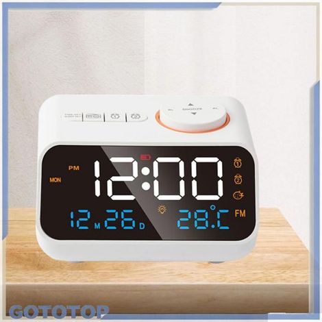 Radio-réveil Réveil Radio multifonctionnel LED, minuterie musicale, Radio FM Rechargeable, réveil pour deco horloge (1/4)