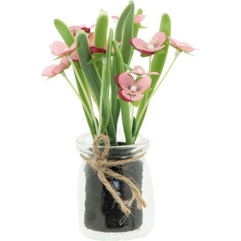 VASO CON FIORI D.5,5XH16CM ASSORTITI IN VETRO TRAS (1/2)