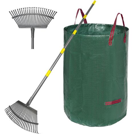 Râteau jardin acier inoxydable de en à 25 dents, feuilles multi-sections pour le nettoyage la cour (1/4)