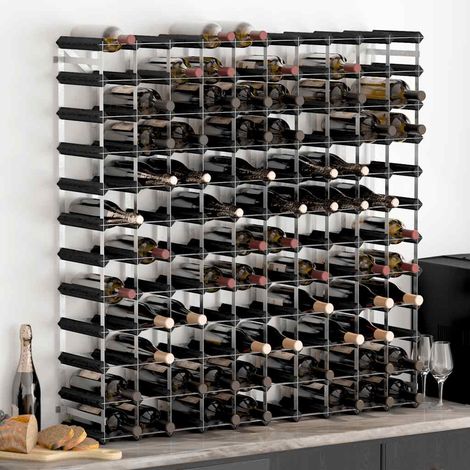 Weinregal für 120 Flaschen Schwarz Massivholz Kiefer