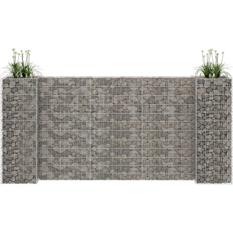 INLIFE Jardinière à gabion en H Fil d'acier 260x40x120 cm (1/5)