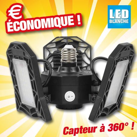 Projecteur multi-directionnel avec 3 panneaux LED réglables, adaptable sur douille à vis (1/4)