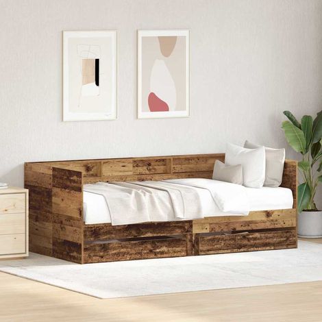 Tagesbett mit Kopfteil Altholz 100 x 200 cm Holzwerkstoff