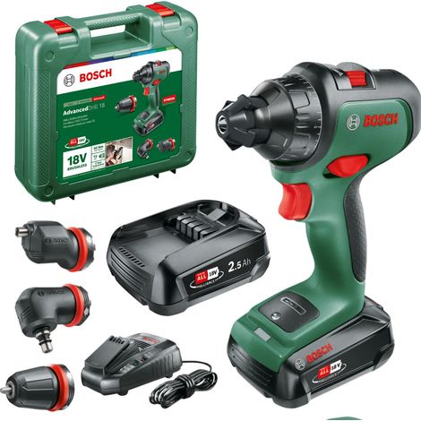 Bosch AdvancedDrill 18v Drill + Chuck + Angle + Offset Attachment 2x2.5ah Batt (1/5)