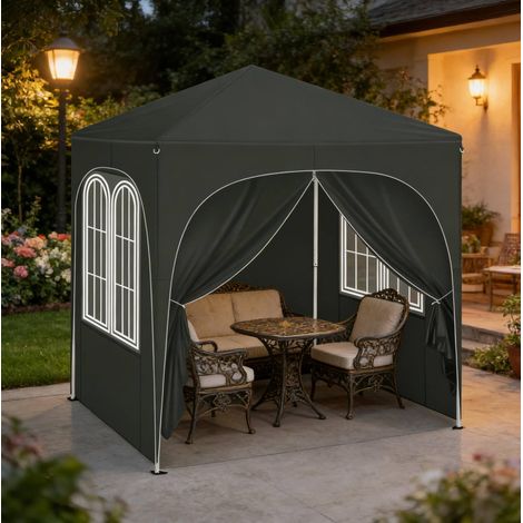 pavillon jardin tonnelle pliante 2x2 m parois grises HAVRYA (1/5)