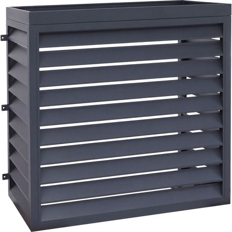 [NEUWERTIG] Verkleidung für Klimaanlage/Wärmetauscher HHG-572 mit Pflanzkasten, Abdeckung, Metall 118x124x65cm anthrazit