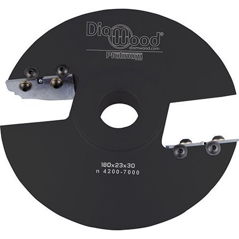 Diamwood Porte-outils de toupie plate-bande D. 180 mm Al. 30 mm Ep. 28 mm P. 50 mm Z 2 - Alliage léger multi-profils - Vitesse 4200 à 7000 tr/min - Conception suisse (1/2)