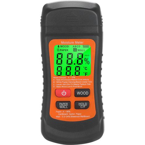 Holzfeuchtemessgerät mit 2 Pins – 3 LCD-Anzeigemodi – Digitales Feuchtemessgerät – Feuchtigkeitsdetektor zur Messung des Feuchtigkeitsgehalts von Holz, Bambus, Papier und anderen Materialien (1/5)