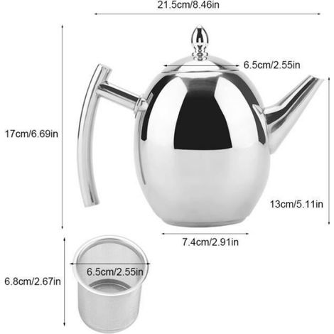 Theiere - 1500 ml - Acier Inoxydable - Pour The Et Infusions - 1 Piece (1/4)