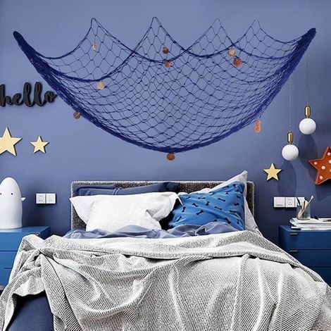 Filet De Pêche - 200 cm x 150 cm - Décoration Murale Méditerranéenne - Coton Et Coquillages Naturels - 1 Pièce (1/5)