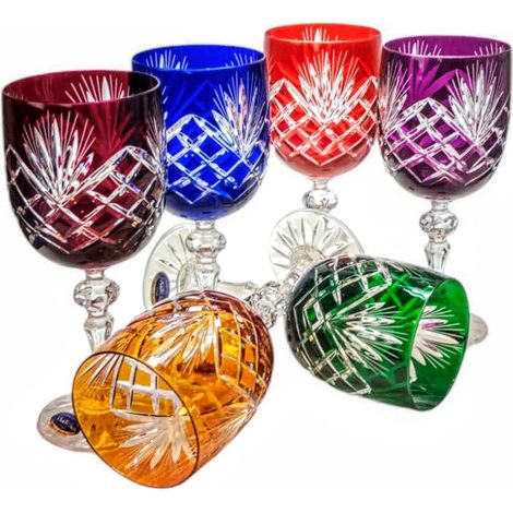 Copas de vino de cristal de colores de 240 ml con diseño de piña. (1/5)