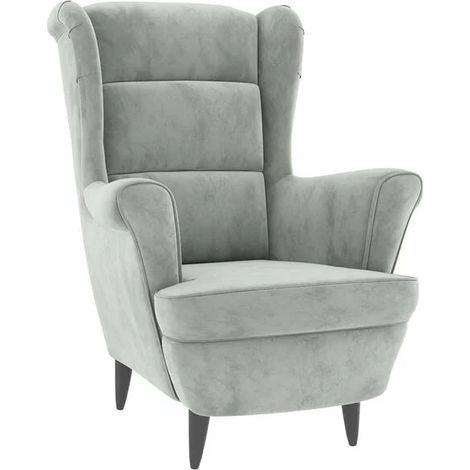 Chaise à accoudoirs en velours gris clair – Siège design élégant pour salon ou bureau, rembourrage moelleux, structure en bois massif, facile à assembler (1/5)