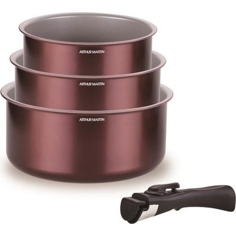 Arthur Martin AM1088 Set de 3 cacerolas granate antiadherente