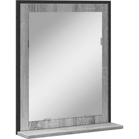 Espejo de baño con estante madera ingeniería gris Sonoma vidaXL