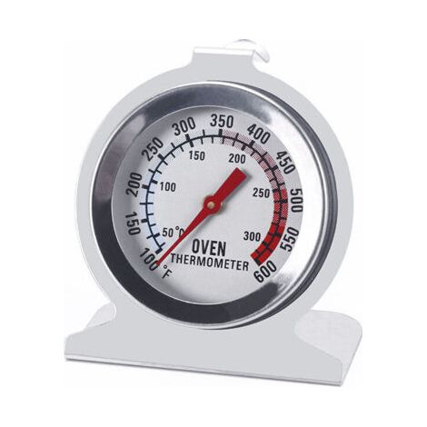 Termómetro de retroceso de acero inoxidable para hornos eléctricos y de gas, dial de 5,1 cm de diámetro, lectura instantánea de temperatura para cocina, barbacoa y ahumadores (50–300 °C / 37,8–315,6 ° (1/4)
