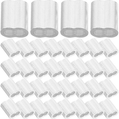 200 Manchons à Sertir Doubles en Aluminium pour Câble Acier 2 MM Clips Clips Câbles Argentés Lot Industriel 200 Pièces pour Fixation Usage (1/4)