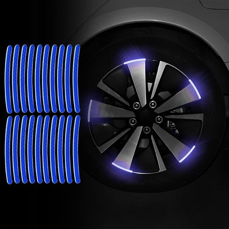CCYKXA  20 Stück reflektierende Felgenaufkleber, wasserfeste Autoreifenaufkleber, reflektierende Sicherheitsstreifen für die Innenausstattung von Autos und Motorrädern (Blau)