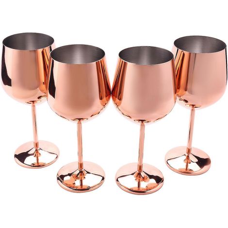 Ensemble de 4 verres à vin en acier inoxydable, tasses de fête, qualité hôtelière, pour la maison, la cuisine et le restaurant (1/5)