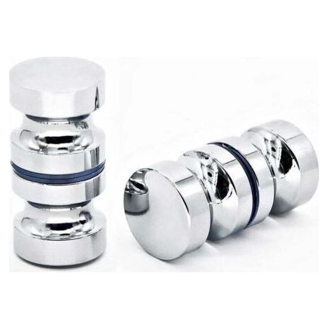 2 Pack Round Back to Back Shower Door Handle 30mm for Shower Door - Replacement Handle for Shower Cabinet, Sliding Bathroom Door, Chrome Finish (1/4)