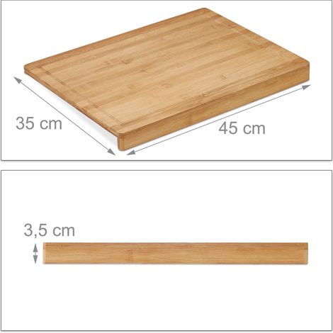 Tagliere funzionale con bordo 40 x 30 x 2 cm per stabilizzare il taglio della carne in bambù naturale 130008083
