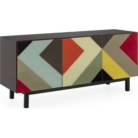 Buffet design noir motifs géométriques - noir et multicolore (1/5)