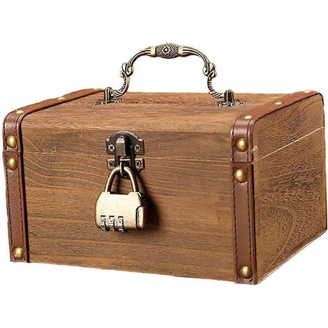 Aufbewahrungsbox aus Holz in Form eines Sparschweins für Münzen, Cent-Karten und andere Kleinigkeiten – Geschenk für Kinder-Small Password Lock (1/5)