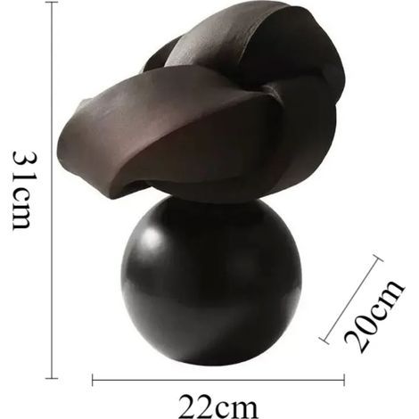 (Sphère noire - Grande) Sculpture géométrique torsadée, décoration intérieure moderne et créative (1/5)