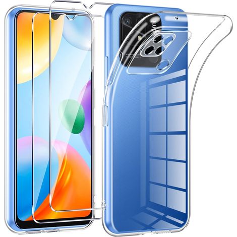 Coque pour Xiaomi Redmi 10C avec 2 Pièces Protection Écran en Verre Trempé,Ultra Transparente Silicone en Gel TPU Souple pour Redmi 10C Couqe,Antichoc Anti-Jaune Etui Bumper (1/5)