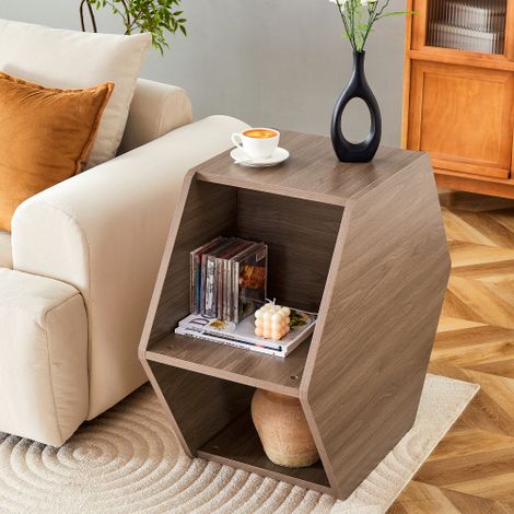 Table basse hexagonale multifonction — Design moderne, montage facile, adaptable à divers espaces, offre des options d'aménagement flexibles (1/4)