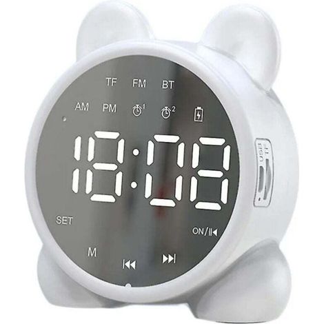 Horloge Numérique Enfant Miroir Bluetooth - Mignon Design Chat - Réveil Digital (1/4)