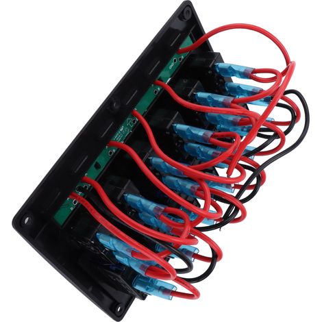 6-Schalter-Wippschalter, 12 V/24 V, blaues Licht, IP65 wasserdicht, für Boote, Schiffe, Cockpits, SUVs, LKWs (1/5)