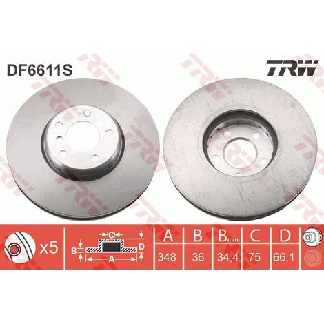 DISQUE DE FREIN AVANT DF6611S TRW