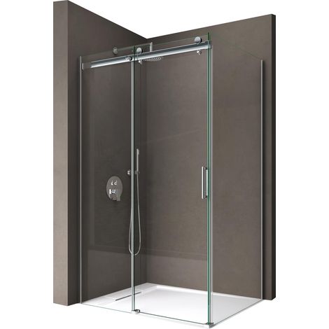 doporro Duschkabine Ravenna17 90x120x199cm Duschabtrennung mit Schiebetür inkl. 4cm flacher Duschtasse in Weiß ESG-Sicherheitsglas Klarglas inkl. beidseitiger Easy-Clean-Beschichtung